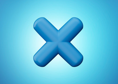 Blue Multiple Math Symbol. 3D Illustration on Blue backgroundの写真素材