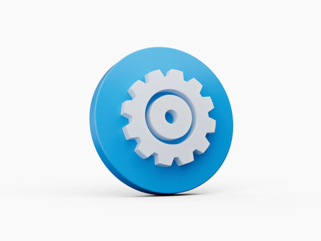 Blue update gear setting icon 3d illustration isolated