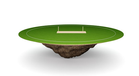 Cricket Stadium Front view sport game field, grass stadium or circle arena 3D Illustrationの写真素材