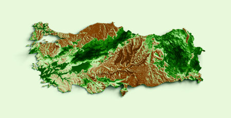Turkey Topographic Map 3d realistic map Color 3d illustrationの写真素材