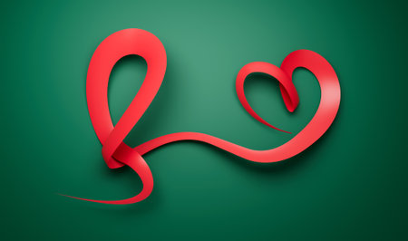 Bangladeshi flag heart shaped wavy ribbon 3d illustrationの写真素材