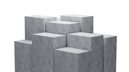 3d Nine Grey Empty Concrete Podium Isolated On White Background, 3d illustrationの写真素材