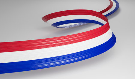 3d Flag Of Paraguay, 3d Wavy Shiny Paraguay Ribbon Isolated On White Background, 3d illustrationの写真素材