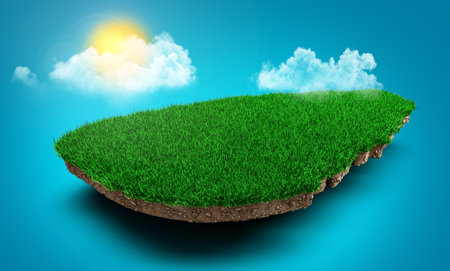 Sri Lanka Map Soil Land Geology Cross Section Green Grass And Rock Ground Texture 3d illustrationの写真素材