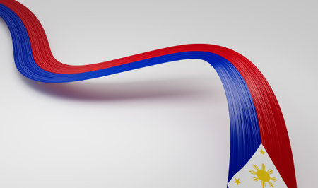 3d Flag Of Philippines 3d Wavy Shiny Philippines Ribbon Isolated On White Background 3d illustration