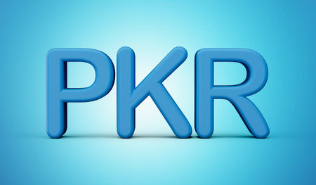3d Shiny Blue Pakistani Rupee PKR Currency Icon Isolated On Blue Background, 3d illustration