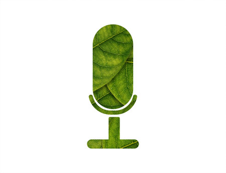 Mic shape of green leaves on white background ecology conceptの写真素材