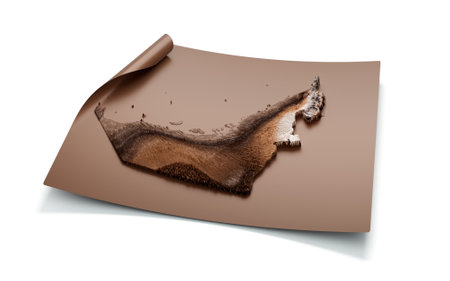Map Of Dubai Old Style Brown On Unrolled Map Paper Sheet On White Background 3d illustrationの写真素材