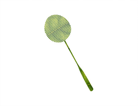 Tennis Racket shape of green leaves on white background ecology conceptの写真素材
