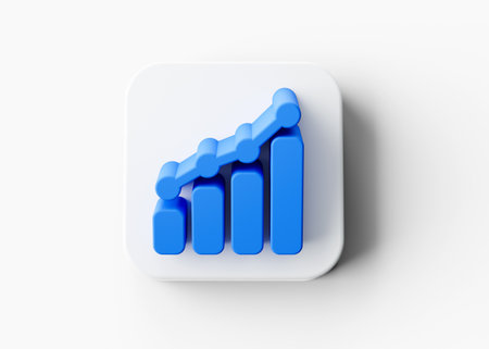 3d Blue Business Growth Or Finance Progress Statistic Graph Symbol With White Icon 3d illustration