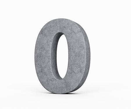 3d Concrete Number Zero 0 Digit Made Of Grey Concrete Stone On White Background 3d Illustrationの写真素材