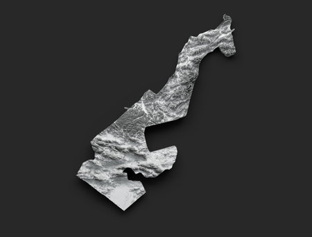 3d Monaco Map Black And White Shaded Relief Hypsometric Map On Black Background 3d illustrationの写真素材