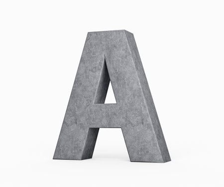 3d Concrete Capital Letter A Alphabet A Made Of Grey Concrete Stone White Background 3d Illustrationの写真素材