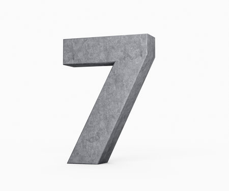 3d Concrete Number Seven 7 Digit Made Of Grey Concrete Stone On White Background 3d Illustrationの写真素材