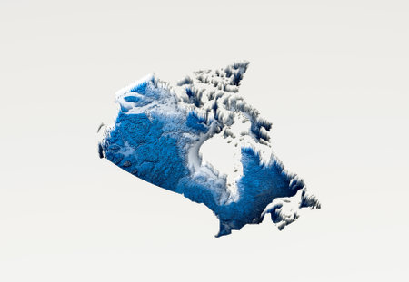 3d Deep Blue Water Canada Map Shaded Relief Texture Map On White Background 3d Illustrationの写真素材