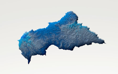 3d Deep Blue Water Central African Map Shaded Relief Texture Map On White Background 3d Illustrationの写真素材