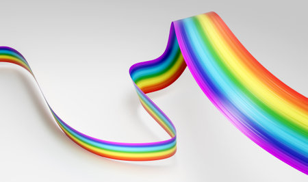 3d Flag Of Rainbow 3d Waving Ribbon Flag Isolated On White Background, 3d Illustrationの写真素材