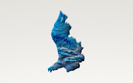 3d Deep Blue Water Liechtenstein Map Shaded Relief Texture Map On White Background 3d Illustrationの写真素材