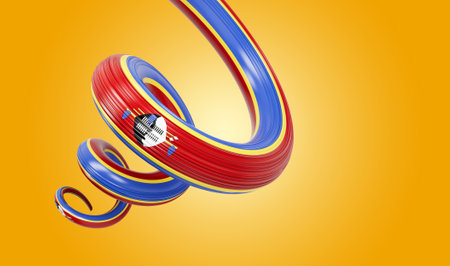 3d Flag of Eswatini 3d Spiral Glossy Ribbon Of Eswatini Isolated Orange Background 3d Illustration