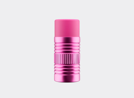 3d Shiny Pink Metallic Ferrule With Soft Pink Eraser Isolated On White Background 3d Illustrationの写真素材
