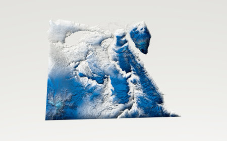 3d Deep Blue Water Egypt Map Shaded Relief Texture Map On White Background 3d Illustrationの写真素材