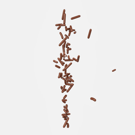 Chocolate Sprinkles For Cakes And Bakery Items Falling From Top On White Background 3D Illustration