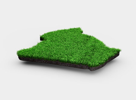 Algeria Map Soil Land Geology Cross Section Green Grass And Rock Ground Texture 3d Illustrationの写真素材