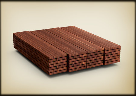 Stack Of High Quality Seamless Realistic Brown Wooden Planks 3D Illustrationの写真素材