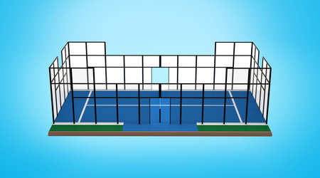 Padel Tennis Court Front View Isolated On Soft Blue Background 3D Illustrationの写真素材