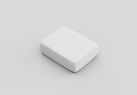 A White Sleek Cubic Eraser With Soft, Smooth Rounded Edges On White Background 3D Illustrationの写真素材