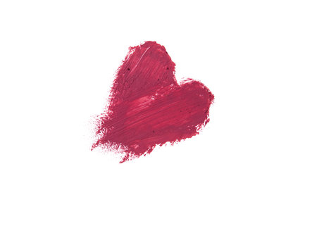 Heart Shaped Of Glossy Pink Matte Lipstick Smear With Creamy Smudge Texture Everlasting Love Conceptの写真素材