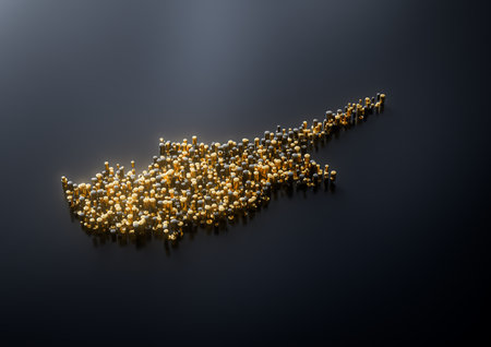 Cyprus Map Made Of High Quality Premium Golden Metallic Copper Brass Pillars 3D Illustrationの写真素材