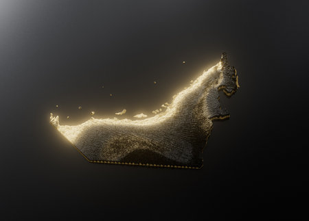 Dubai Map Golden Metallic Texture Map Gold Reserves And Gold Mining Concept 3D Illustrationの写真素材