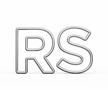 Rupee Rs Currency Symbol Made Of Silver Metal Gleam With Smooth Curves 3D Illustrationの写真素材