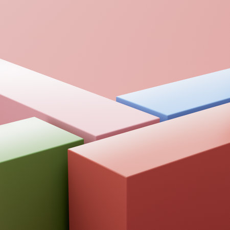 Abstract Pastel Geometric Shapes Rectangular Blocks Ideal For Backgrounds And Podium 3D Illustration