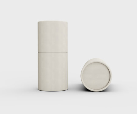 Sleek White Paper Boxes Cylindrical Container Boxes For Product Packaging Concept 3d Illustrationの写真素材