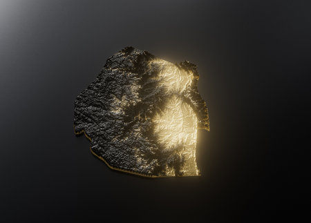 Eswatini Map Golden Metallic Texture Map Gold Reserves And Gold Mining Concept 3D Illustrationの写真素材