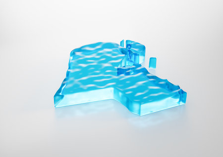Water Ice Map Of Global Warming Melting Glacier In Deep Ocean Blue Water 3d Illustrationの写真素材