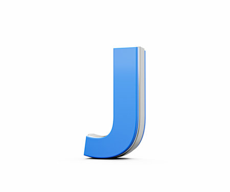 Blue Capital Letter J Gleams With Its Sleek Modern Design Bold Font With Sharp Edges 3D Illustrationの写真素材