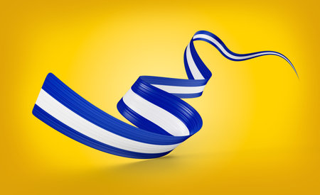 A dynamic ribbon design in blue and white colors El Salvador Flag, 3d Illustrationの写真素材