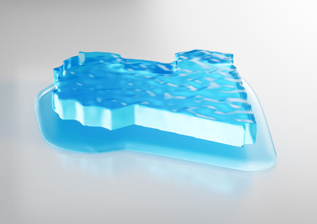 Water Ice Map Of Global Warming Melting Glacier In Deep Ocean Blue Water 3d Illustrationの写真素材