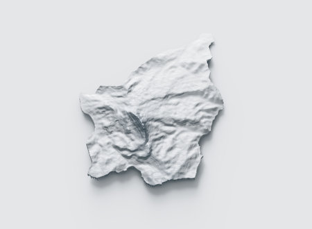 Snowy San Marino Map White and Gray Shaded Relief Textured. 3D illustrationの写真素材