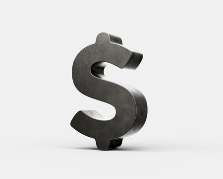 United States Dollar Currency Symbol Made Of Gray Smooth Cast Iron Modern Design 3d Illustrationの写真素材