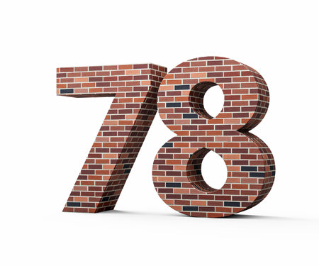 Bricks Wall Number Seventy Eight 78 Digit Made Of Colored Wall Of Bricks 3D Illustration