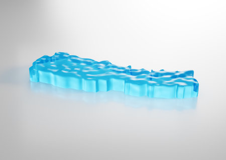 Water Ice Map Of Nepal Global Warming Melting Glacier In Deep Ocean Blue Water 3d Illustrationの写真素材