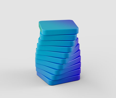 A stack of rectangular blocks, arranged in a slightly twisted manner. 3D Illustrationの写真素材