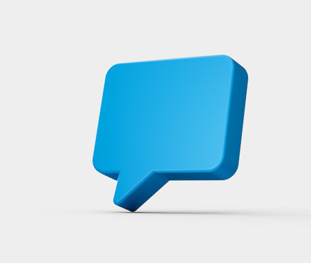 3D Blue chat icon, symbolizing messaging, communication and conversation. 3d illustrationの写真素材