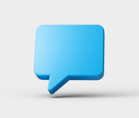 3D Blue chat icon, symbolizing messaging, communication and conversation. 3d illustrationの写真素材