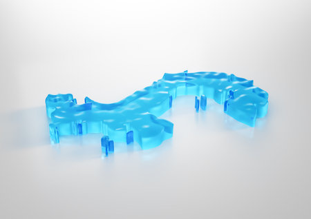 Water Ice Map Of Global Warming Melting Glacier In Deep Ocean Blue Water 3d Illustrationの写真素材