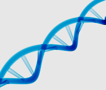 3d Blue DNA helix with futuristic look, symbolizing genetics and biotechnology. 3d illustrationの写真素材